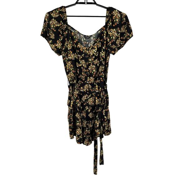 City Chic Romper Sorrento floral playsuit black floral size S 16 - Picture 2 of 9